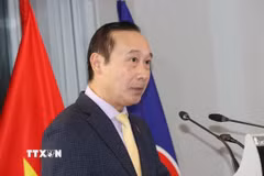 Đại sứ Việt Nam tại Vương quốc Bỉ, Trưởng Phái đoàn Việt Nam bên cạnh Liên minh châu Âu (EU), Nguyễn Văn Thảo. (Ảnh: Hương Giang/TTXVN)