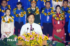 Ông Lê Quốc Phong, Phó Bí thư Thường trực Thành ủy TP Hồ Chí Minh phát biểu tại chương trình tuyên dương gương điển hình tiêu biểu Thanh niên tiên tiến Thành phố làm theo lời Bác năm 2026. (Ảnh: Trung Tuyến/TTXVN)