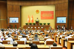 Hội nghị toàn quốc sơ kết 1 năm 6 tháng thực hiện Nghị quyết số 57-NQ/TW tại điểm cầu trực tiếp Hội trường Diên Hồng, Nhà Quốc hội (Hà Nội). (Ảnh: Phương Hoa/TTXVN)