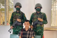 Đối tượng Châu Trọng Giàu tại trụ sở cơ quan chức năng.