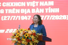 Đồng chí Võ Thị Ánh Xuân, Bí thư Trung ương Đảng, Phó Chủ tịch nước Cộng hòa Xã hội chủ nghĩa Việt Nam phát biểu. (Ảnh: Xuân Triệu/TTXVN)