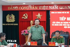 Đại tá Nguyễn Tiến Đạt, Phó Giám đốc Công an thành phố Hà Nội. (Ảnh: Hùng Mạnh/TTXVN)