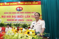 Đại tá Hồ Song Ân, Ủy viên Ban Thường vụ Tỉnh ủy, Giám đốc Công an tỉnh được chỉ định giữ chức vụ Bí thư Đảng ủy Công an tỉnh Quảng Ngãi, nhiệm kỳ 2025-2030. (Ảnh: Phạm Cường/TXVN)