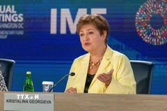Tổng Giám đốc IMF Kristalina Georgieva phát biểu tại cuộc họp báo ở Washington, D.C. (Ảnh: THX/TTXVN)