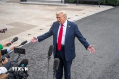 Tổng thống Mỹ Donald Trump phát biểu với báo giới tại Nhà Trắng, Washington, D.C. (Ảnh: THX/TTXVN)