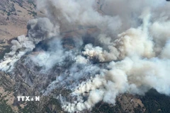 Khói bốc lên từ đám cháy rừng tại British Columbia, Canada năm 2024. (Ảnh: THX/TTXVN)