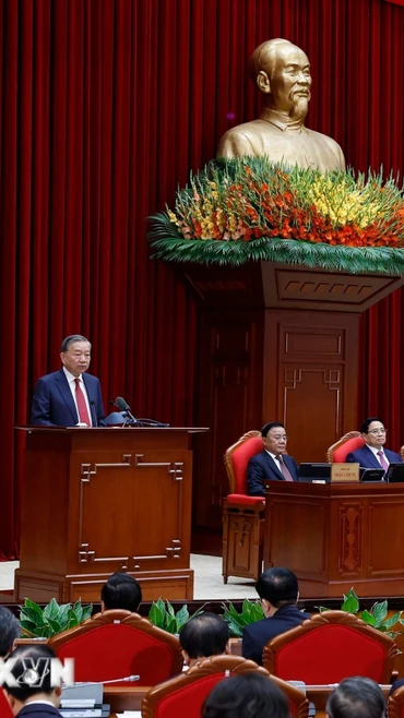 Tổng Bí thư Tô Lâm phát biểu khai mạc Hội nghị lần thứ 14 Ban Chấp hành Trung ương Đảng khóa XIII. (Ảnh: Thống Nhất/TTXVN)