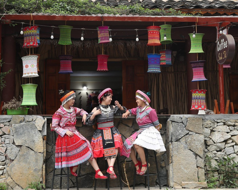 Sắc màu văn hóa bản địa ở làng Pả Vi Hạ (Tuyên Quang). (Ảnh: TTXVN)