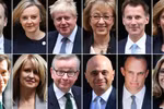 Cựu Ngoại trưởng Anh Boris Johnson (thứ 3 trái -trên) và các ứng cử viên có thể thay thế Thủ tướng Anh Theresa May. (Ảnh: AFP/TTXVN)