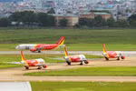 Đội tàu bay của hãng hàng không Vietjet. (Ảnh: Vietjet cung cấp)