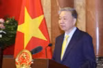 Đại tướng Tô Lâm, Ủy viên Bộ Chính trị, Chủ tịch nước phát biểu trong buổi gặp gỡ cán bộ Văn phòng Chủ tịch nước. (Ảnh: Thống Nhất/TTXVN) 