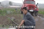Người dânTriều Tiên bơm nước vào những cánh đồng khô hạn ngày 26/6. (nguồn: YONHAP/TTXVN)