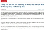 Thông cáo báo chí của Bộ Công an (Ảnh chụp màn hình)