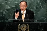 Tổng Thư ký Liên hợp quốc Ban Ki-moon phát biểu khai mạc phiên họp cấp cao thường niên của Đại hội đồng Liên hợp quốc. (Nguồn: Reuters)