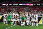 Các cầu thủ đội tuyển Colombia tại lễ trao huy chương hạng Ba, Copa America 2016. (Nguồn: AFP/TTXVN)