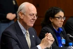 Đặc phái viên Liên hợp quốc về Syria Staffan de Mistura trong cuộc gặp với nhóm đối lập chính ở Syria tại trụ sở Liên hợp quốc ở Geneva, ngày 1/2. (Nguồn: AFP)