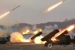 Một cuộc tập trận pháo binh, tên lửa của Triều Tiên. (Nguồn: KCNA/Yonhap)