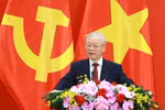 Tổng Bí thư Nguyễn Phú Trọng phát biểu tại buổi gặp gỡ nhân sỹ hữu nghị và thế hệ trẻ Việt Nam-Trung Quốc. (Ảnh: Phương Hoa/TTXVN)