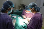 Các bác sỹ phẫu thuật cho bệnh nhân. (Ảnh: PV/Vietnam+)