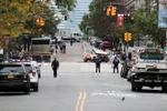 Cảnh sát điều tra tại hiện trường vụ tấn công ở New York của Mỹ. (Ảnh: THX/TTXVN)