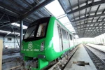 Thời gian tới, hệ thống đường sắt đô thị Cát Linh-Hà Đông sẽ được vận hành thử ban đêm, chạy có tải trọng. (Ảnh: Huy Hùng/TTXVN) 