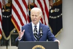 Tổng thống Mỹ Joe Biden phát biểu tại Nhà Trắng ở Washington DC. (Ảnh: Kyodo/TTXVN) 