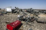 Mảnh vỡ máy bay Nga A321 tại hiện trường vụ rơi máy bay ở Wadi el-Zolmat, bán đảo Sinai, Ai Cập. (Nguồn: AFP/TTXVN)