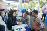 Các trường trao đổi về thông tin tuyển sinh với các thí sinh. (Ảnh: Thu Hoài/TTXVN)
