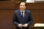Bộ trưởng Bộ Lao động - Thương binh và Xã hội Đào Ngọc Dung giải trình ý kiến của đại biểu Quốc hội. (Ảnh: Văn Điệp/TTXVN)