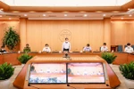 Cuộc họp của Ban Chỉ đạo COVID-19 thành phố Hà Nội. (Ảnh: PV/Vietnam+)