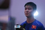 Duy Mạnh đang tỏ ra rất quyết tâm trước hai trận đại chiến với Iraq và Thái Lan. (Ảnh: Minh Chiến/Vietnam+)