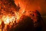 Các đám cháy rừng lan rộng ở Malibu, California.