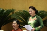 Chủ tịch Quốc hội Nguyễn Thị Kim Ngân phát biểu kết thúc nhóm vấn đề thứ hai. (Ảnh: Văn Điệp/TTXVN)