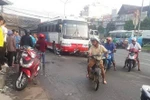 Hiện trường vụ tai nạn. (Ảnh: Lê Xuân/TTXVN)