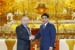 Chủ tịch Ủy ban Nhân dân thành phố Hà Nội Nguyễn Đức Chung tiếp ngài Jean Todt, Chủ tịch Liên đoàn ôtô thể thao thế giới. (Ảnh: Lâm Khánh/TTXVN)