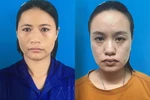 Đối tượng Trần Thị Ba (trái) và Vũ Nga Linh