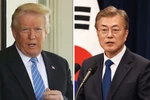 Tổng thống Mỹ Donald Trump (trái) và người đồng cấp Hàn Quốc Moon-Jae-in. (Nguồn: Daily Express)