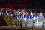 Đoàn Việt Nam trong lễ khai mạc. (Ảnh: Quốc Khánh/TTXVN)
