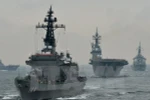 Tàu của Hải quân Nhật Bản tham gia cuộc diễn tập ngoài khơi Vịnh Sagami, quận Kanagawa. (Nguồn: AFP/TTXVN)
