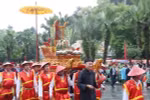 Nghi lễ rước trong Lễ dâng hương tưởng niệm các Vua Hùng năm 2023. (Ảnh: Thống Nhất/TTXVN)