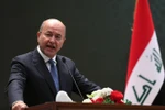 Tổng thống Iraq Barham Saleh trong bài phát biểu tại Baghdad. (Ảnh: AFP/TTXVN)
