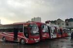 Xe khách đăng ký luồng tuyến hoạt động tại bến xe Giáp Bát. (Ảnh: Việt Hùng/Vietnam+)