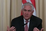 Ngoại trưởng Mỹ Rex Tillerson tại cuộc họp báo ở Moskva nhân chuyến thăm Nga ngày 12/4. (Nguồn: EPA/TTXVN)