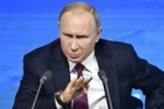 Tổng thống Nga Vladimir Putin tại cuộc họp báo cuối năm thường niên 2018 ở Moskva, ngày 20/12/2018. (Nguồn: AFP/TTXVN) 