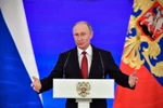 Tổng thống Nga Vladimir Putin phát biểu tại thủ đô Moskva ngày 4/11. (Nguồn: AFP/TTXVN)