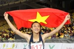 Cô gái 20 tuổi Lê Tú Chinh đã có được 2 huy chương vàng SEA Games 29. (Ảnh: Quốc Khánh/TTXVN)