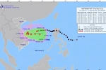 Hướng di chuyển của bão số 6 lúc 10h, ngày 26/10. (Ảnh: TTXVN phát)