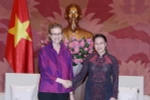 Chủ tịch Quốc hội Nguyễn Thị Kim Ngân tiếp bà Caitlin Weisen, tân Giám đốc Quốc gia Chương trình Phát triển Liên hợp quốc (UNDP) tại Việt Nam. (Ảnh: Trọng Đức/TTXVN)
