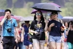 Người dân che ô để tránh nắng tại Tokyo, Nhật Bản. (Ảnh: Kyodo/TTXVN)