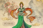 Bản phác thảo trang phục phần thi “Dances of the World" của Đỗ Thị Hà. (Ảnh: BTC)